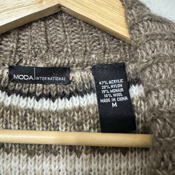 Moda International Mohair Wool Blend Cardigan Medium Boho Cabincore Granola Girl - Picture 2 of 12